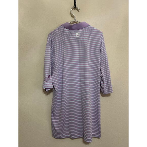FootJoy Mens Size XL Golf Dri-Fit Polo Purple Blue Striped Short Sleeve Shirt - Picture 8 of 10
